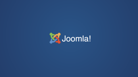 Joomla logo on a blue background.