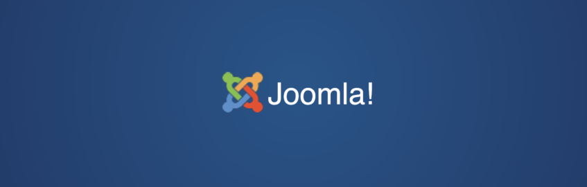 Joomla logo on a blue background.