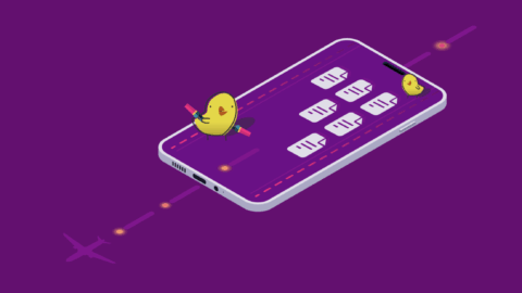 The Perch logo mascot on a cartoon phone.