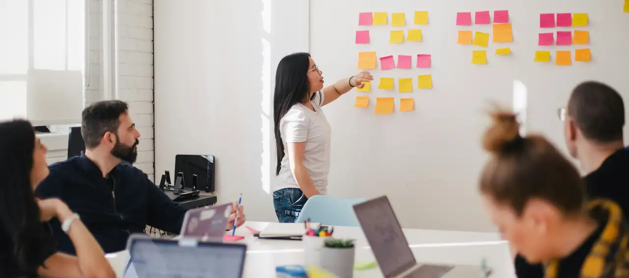 Our team working at the whiteboard.